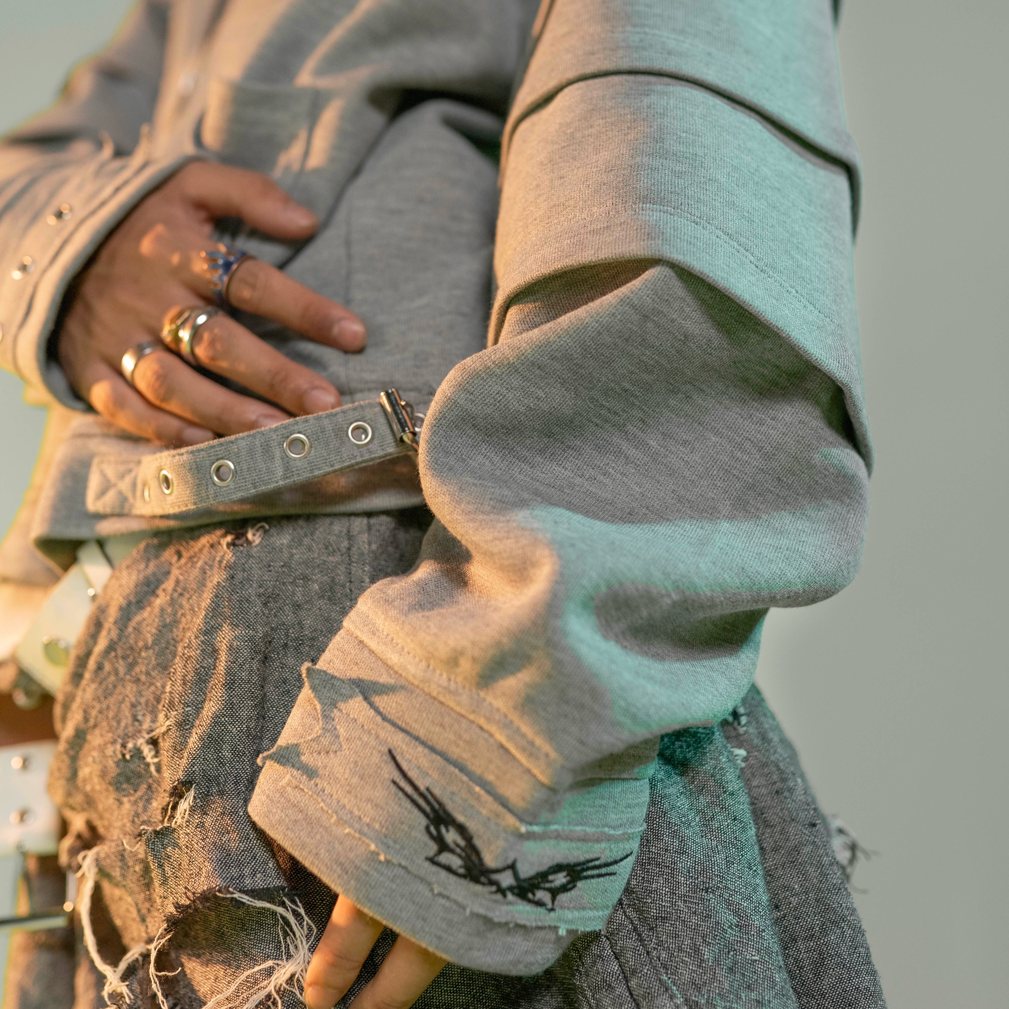 Distressed Zip Up Hoodie