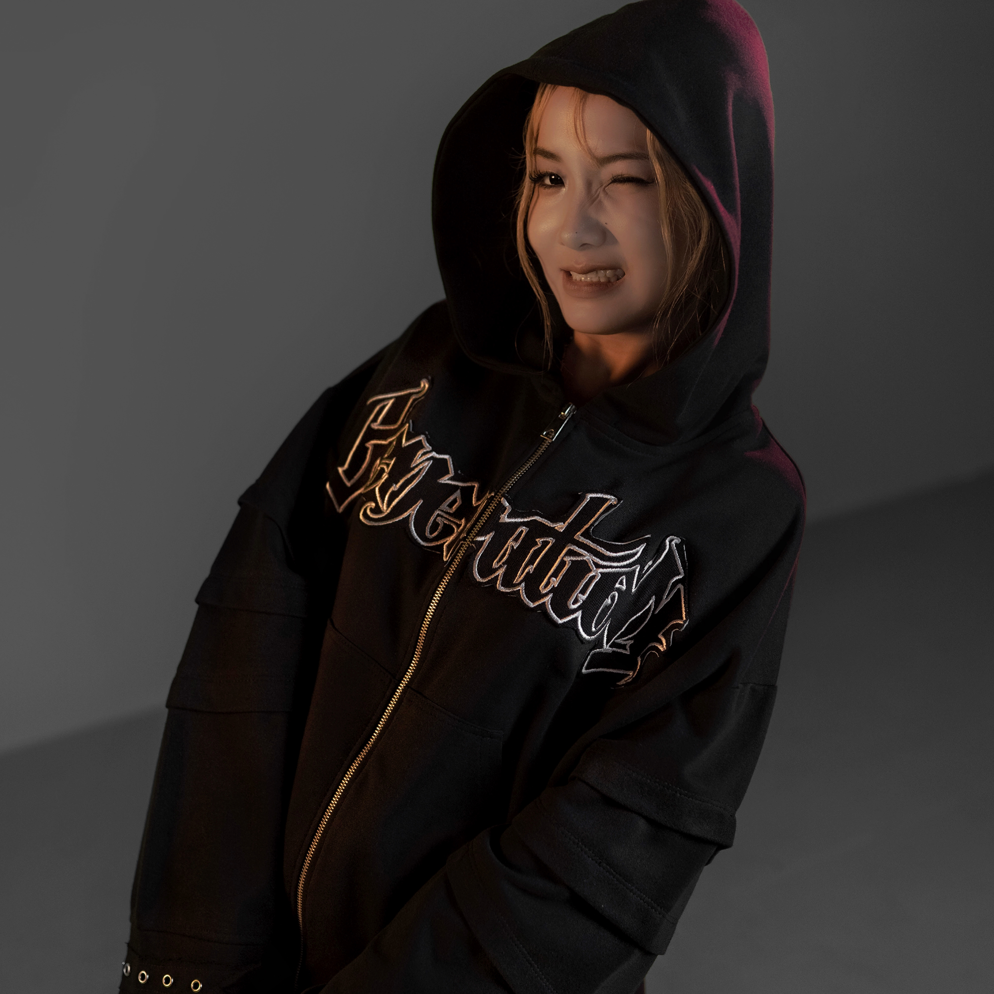 Distressed Zip Up Hoodie